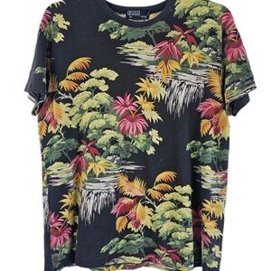 Vintage 90s Polo Ralph Lauren Mens Medium T Shirt Blue Cotton Tropical Beach